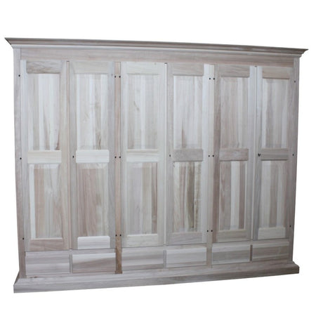 MOBILI 2G -  Armadio classico 6 porte 6 cassetti legno grezzo  300X61X240 (685)