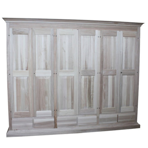 MOBILI 2G -  Armadio classico 6 porte 6 cassetti legno grezzo  300X61X240 (685)