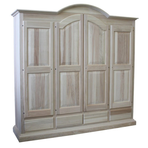 MOBILI 2G -  Armadio classico 4 porte 4 cassetti legno grezzo 234X60X230 (472)