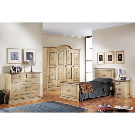 Armadio classico 4 porte avorio anticato filo azzurro legno  234X60X230 (1428)
