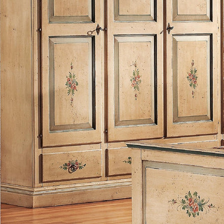 Armadio classico 4 porte avorio anticato filo azzurro legno  234X60X230 (1428)