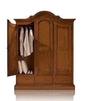 MOBILI 2G -  Armadio classico 3 porte 3 cassetti legno grezzo 185X62X220 (1869)