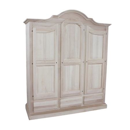 MOBILI 2G -  Armadio classico 3 porte 3 cassetti legno grezzo 185X62X220 (1869)