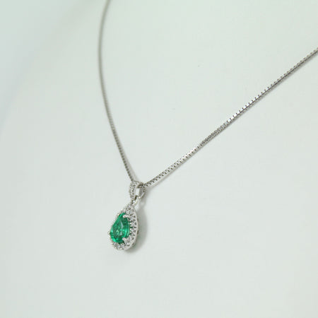 Collana Mirco Visconti in oro bianco smeraldo a goccia e diamanti