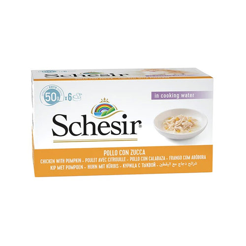 Schesir Jelly Pollo con Zucca in Acqua di Cottura Multipack per Gatti Adulti 6X50gr