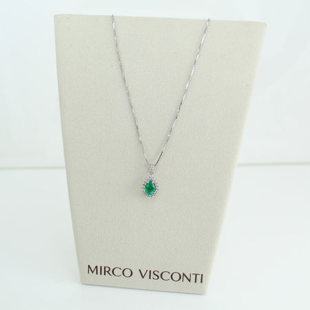 Collana Mirco Visconti in oro bianco smeraldo a goccia e diamanti