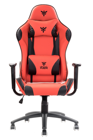 itek Gaming Chair PLAYCOM PM20 - PVC- Doppio Cuscino- Schienale Reclinabile- Rosso Nero