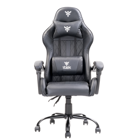 itek Gaming Chair RHOMBUS PF10 - PVC- Doppio Cuscino- Schienale Reclinabile- Nero Nero