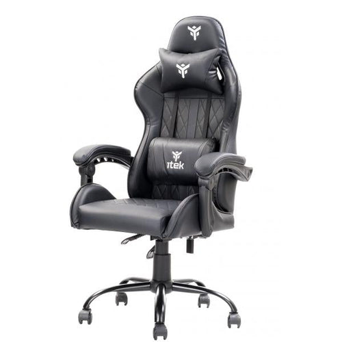 itek Gaming Chair RHOMBUS PF10 - PVC- Doppio Cuscino- Schienale Reclinabile- Nero Nero