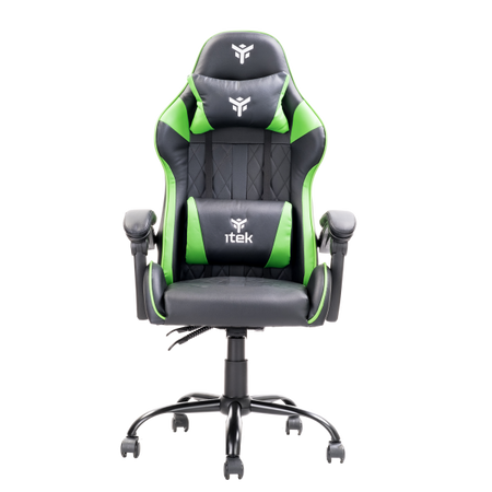 itek Gaming Chair RHOMBUS PF10 - PVC- Doppio Cuscino- Schienale Reclinabile- Nero Verde
