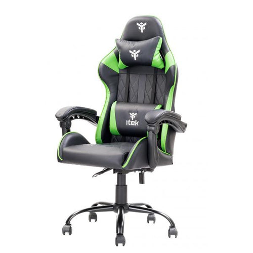 itek Gaming Chair RHOMBUS PF10 - PVC- Doppio Cuscino- Schienale Reclinabile- Nero Verde