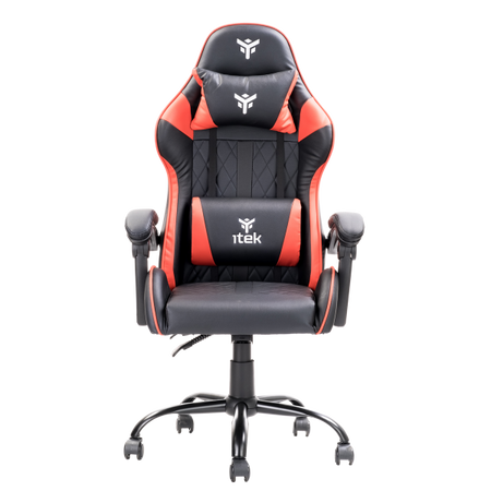 itek Gaming Chair RHOMBUS PF10 - PVC- Doppio Cuscino- Schienale Reclinabile- Nero Rosso