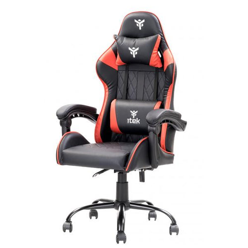 itek Gaming Chair RHOMBUS PF10 - PVC- Doppio Cuscino- Schienale Reclinabile- Nero Rosso