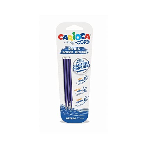 Carioca Oops Ricariche Penna Cancellabile Blu, 3 Pezzi