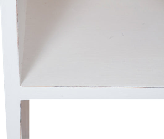 Biscottini Libreria in legno massello di tiglio finitura bianca anticata L121xPR36xH200 cm. Made in Italy