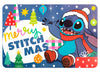 Tovaglietta stitch xmas blu in polipropilene decorata cm 45x30