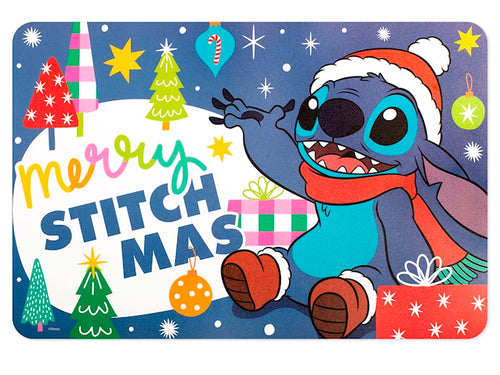 Tovaglietta stitch xmas blu in polipropilene decorata cm 45x30