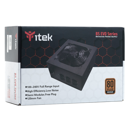 ITEK ALIMENTATORE BS750 EVO - 750W, 80PLUS BRONZE, PFC ATTIVO, VENTOLA HDB 12CM, SEMI MODULARE