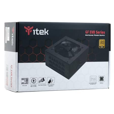 ITEK ALIMENTATORE GF650 EVO - 650W, 80PLUS GOLD, VENTOLA FDB 12CM, MODULARE