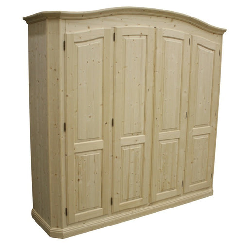 MOBILI 2G -  Armadio classico 4 porte legno massello abete grezzo 231X63X219 (305)