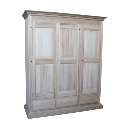 MOBILI 2G -  Armadio classico 3 porte 3 cassetti legno grezzo 182X61X221 (611)