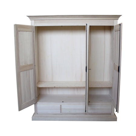 MOBILI 2G -  Armadio classico 3 porte 3 cassetti legno grezzo 182X61X221 (611)