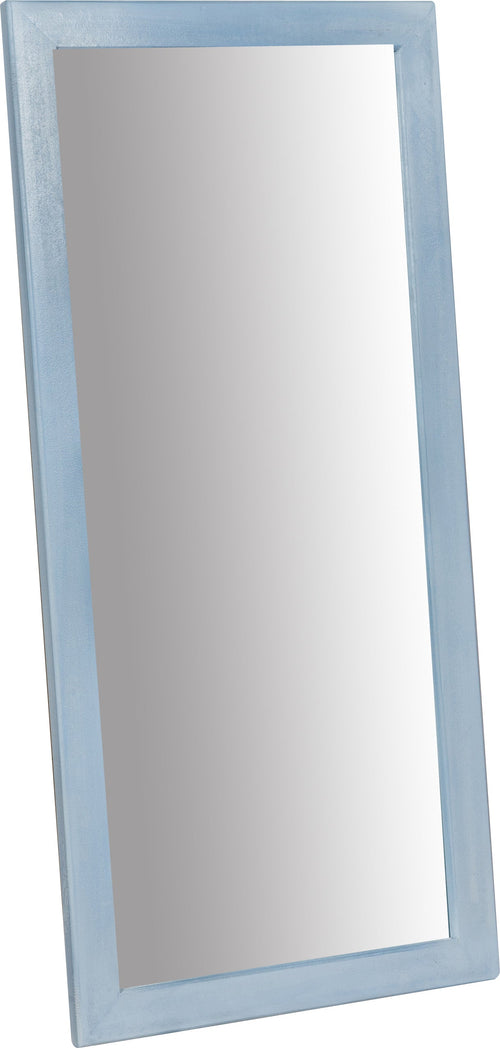 Biscottini Biscottini Specchiera Rettangolare Muro Legno Tiglio Azzurra 37x3x80 Made Italy