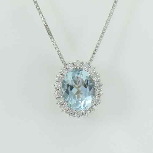 Collana donna oro bianco acquamarina e diamanti Mirco Visconti