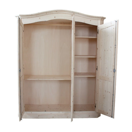 MOBILI 2G -  Armadio classico 3 porte legno massello abete grezzo 181X63X217 (2205)