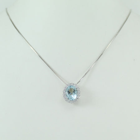 Collana donna oro bianco acquamarina e diamanti Mirco Visconti