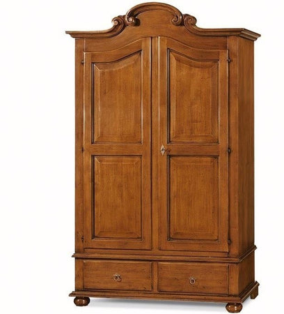 MOBILI 2G -  Armadio classico 2 porte 2 cassetti legno grezzo 122X60X204 (1204)