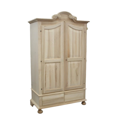 MOBILI 2G -  Armadio classico 2 porte 2 cassetti legno grezzo 122X60X204 (1204)