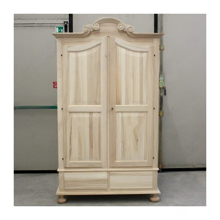MOBILI 2G -  Armadio classico 2 porte 2 cassetti legno grezzo 122X60X204 (1204)