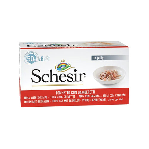 Schesir Jelly Tonnetto con Gamberetti Multipack per Gatti Adulti 6X50gr