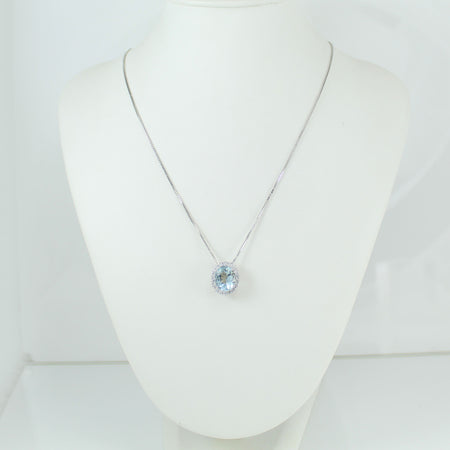 Collana donna oro bianco acquamarina e diamanti Mirco Visconti
