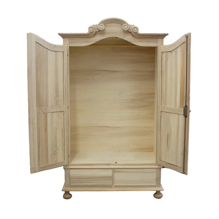 MOBILI 2G -  Armadio classico 2 porte 2 cassetti legno grezzo 122X60X204 (1204)
