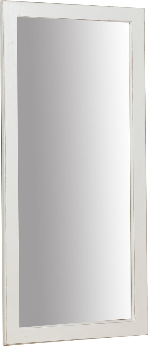 Biscottini Biscottini Specchiera Rettangolare Muro Legno Tiglio Bianco Anticato 37x3x80