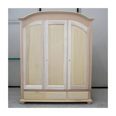 MOBILI 2G -  Armadio classico 3 porte 3 cassetti legno grezzo 181X61X224 (3210)
