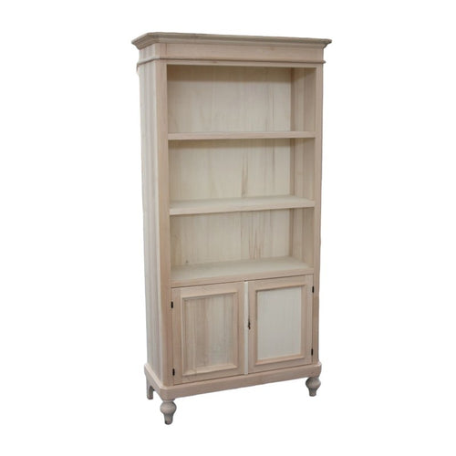 MOBILI 2G - Libreria Classica 2 Porte 2 ripiani Legno Grezzo 100X40X194 (1519)