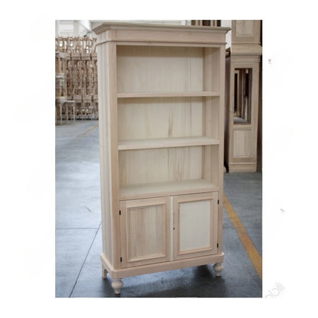 MOBILI 2G - Libreria Classica 2 Porte 2 ripiani Legno Grezzo 100X40X194 (1519)