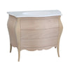 MOBILI 2G - Mobile bagno 3 cassetti bombato con lavello legno grezzo 108x55x82