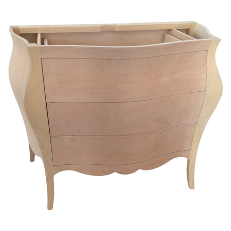 MOBILI 2G - Mobile bagno 3 cassetti bombato con lavello legno grezzo 118x55x82