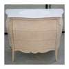 MOBILI 2G - Mobile bagno 3 cassetti bombato con lavello legno grezzo 118x55x82