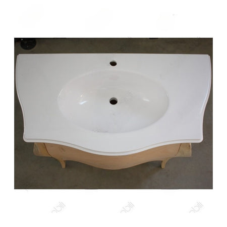 MOBILI 2G - Mobile bagno 3 cassetti bombato con lavello legno grezzo 118x55x82