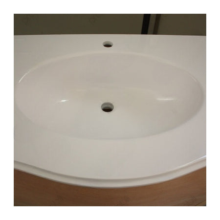 MOBILI 2G - Mobile bagno 3 cassetti bombato con lavello legno grezzo 118x55x82