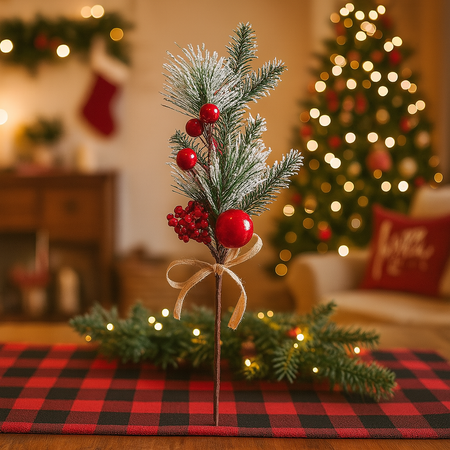 Bacche rosse prima neve per albero di natale in polistirolo per decorazioni natalizie