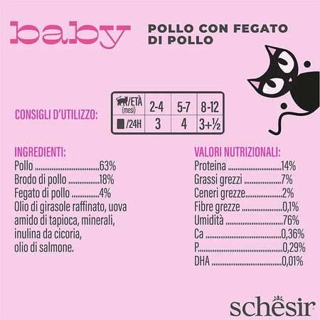 Schesir Baby Pollo con Fegato di Pollo Scatoletta per Gatti Cuccioli 70gr