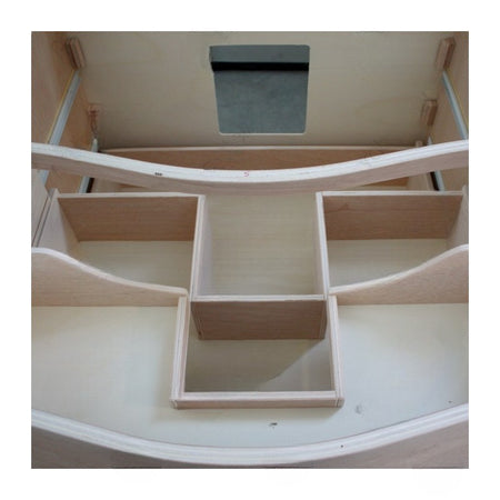 MOBILI 2G - Mobile bagno 3 cassetti bombato con lavello legno grezzo 118x55x82