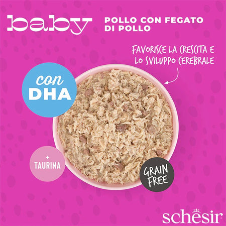 Schesir Baby Pollo con Fegato di Pollo Scatoletta per Gatti Cuccioli 70gr