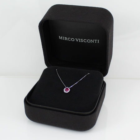 Collana donna Mirco Visconti in oro bianco con rubino e diamanti
